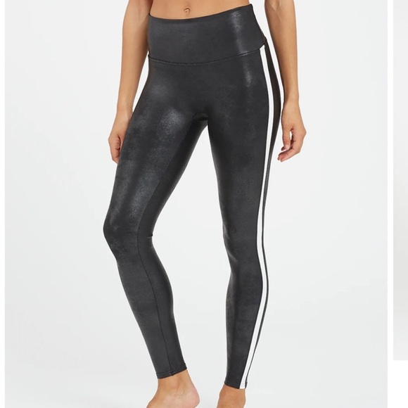 SPANX | SPANX Faux Leather Side Stripe Leggings - Picture 1 of 14
